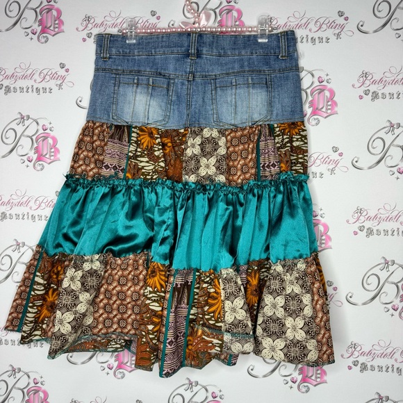 Younique skirt ruffle tiered half denim jean half tiered cloth fabric stunning - Picture 5 of 10